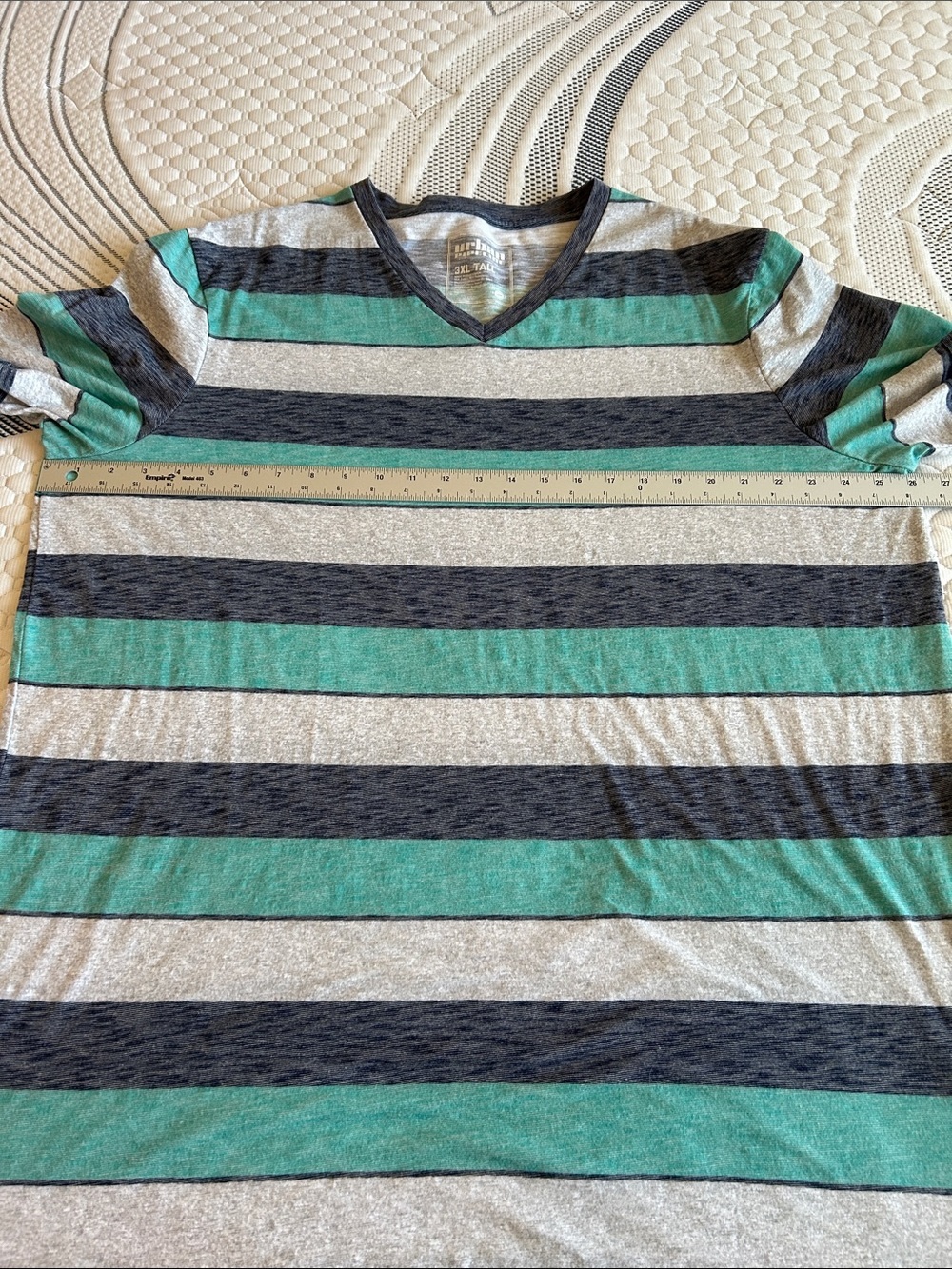 Urban Pipeline Men's V-Neck Stripe Tee - Teal/Gray/Black 3XL Tall - Picture 6 of 6